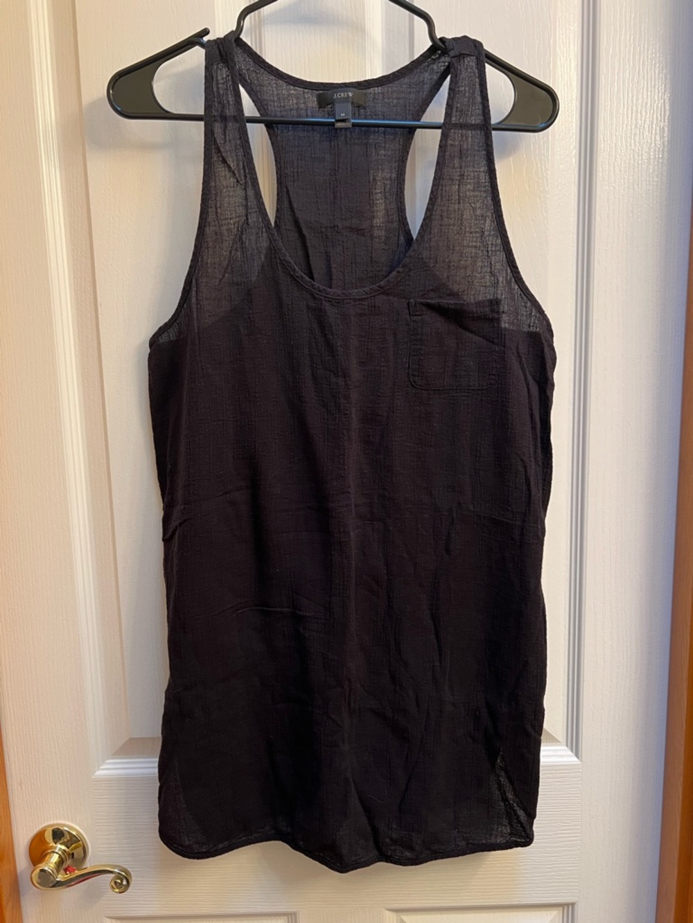 J. Crew Women’s M Black Sleeveless Sheer Racerback Tank Top Cover Up